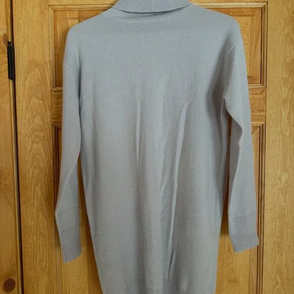 NAADAM Cashmere Turtleneck Dress - Pale Gray - Size S - Picture 5 of 6
